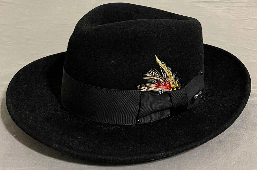 Bailey of Hollywood Mens Medium Black Wool Felt Fedora Hat LiteFelt Packable USA